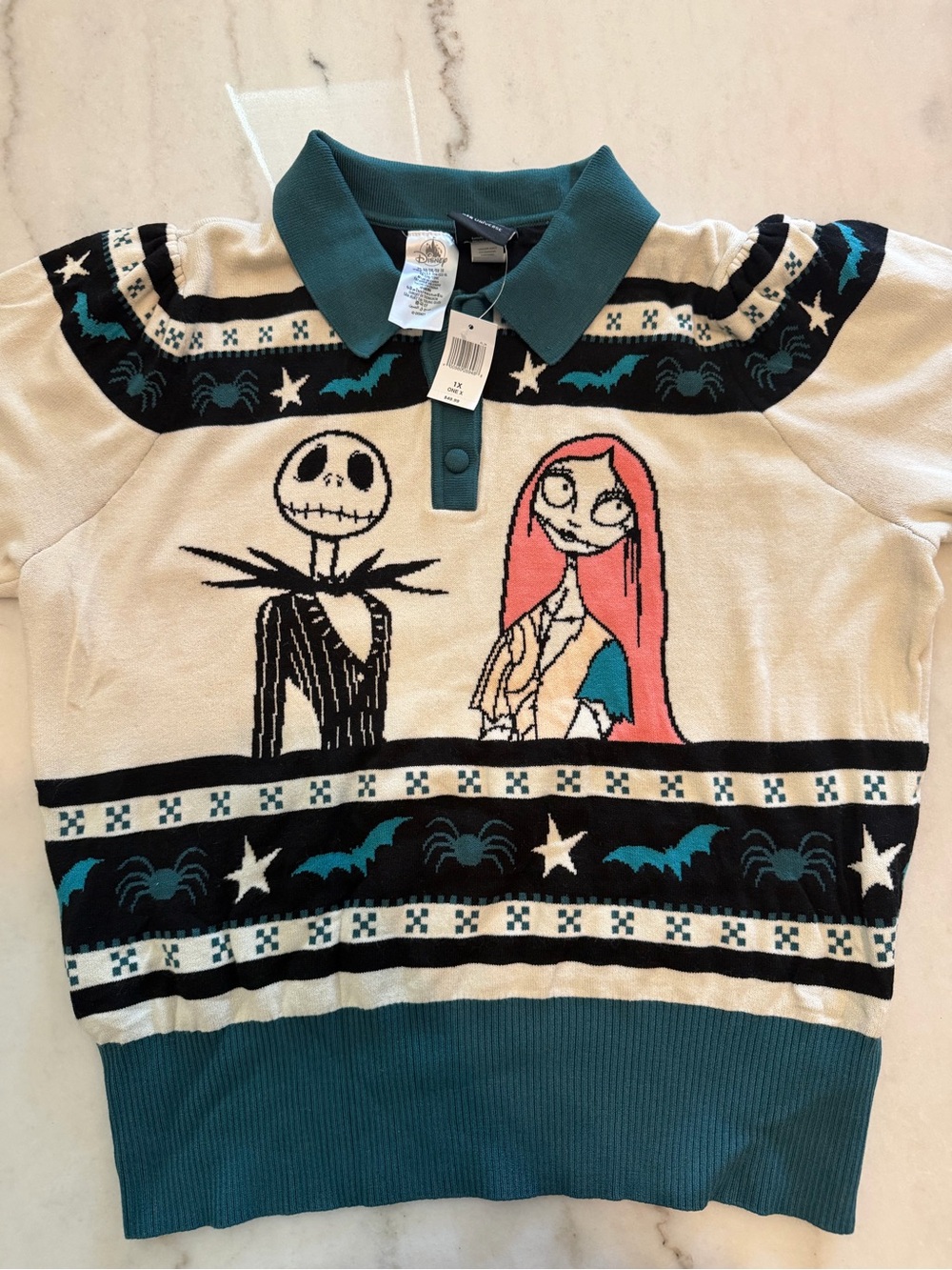 Disney Polo Sweater Top - Cream, Teal, Black, white